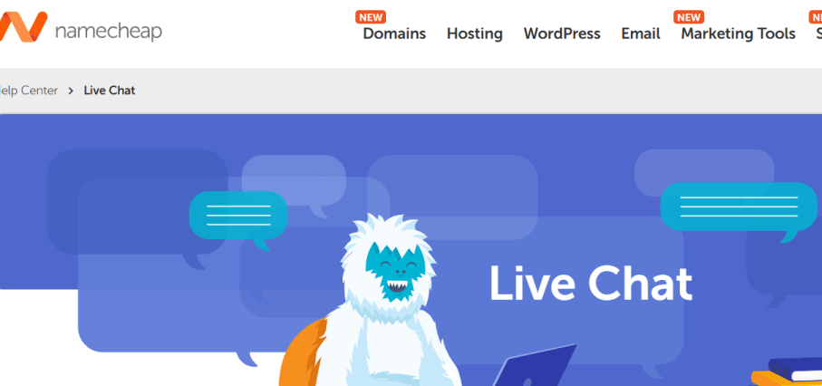 الدردشة المباشرة مع دعم Namecheap