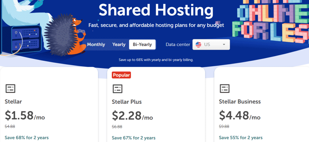 خطط استضافة Namecheap المشتركة Stellar