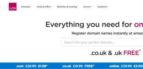 شراء دومين دوت كوم من LCN مقابل £1.99 مع بريد الكترونى مجانا 