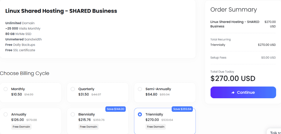 اختيار مدة الدفع عند شراء استضافة ultahost
