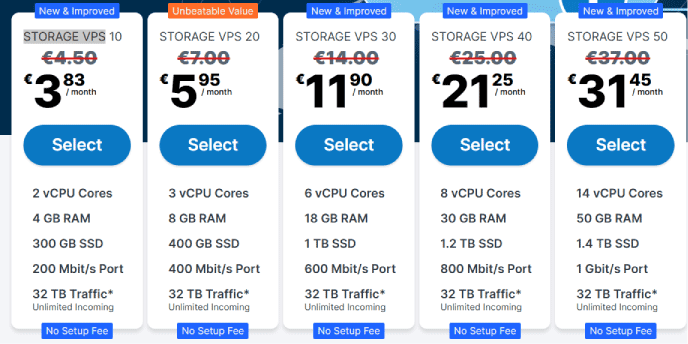 خطط وباقات سيرفرات تخزين VPS من كونتابو Storage VPS